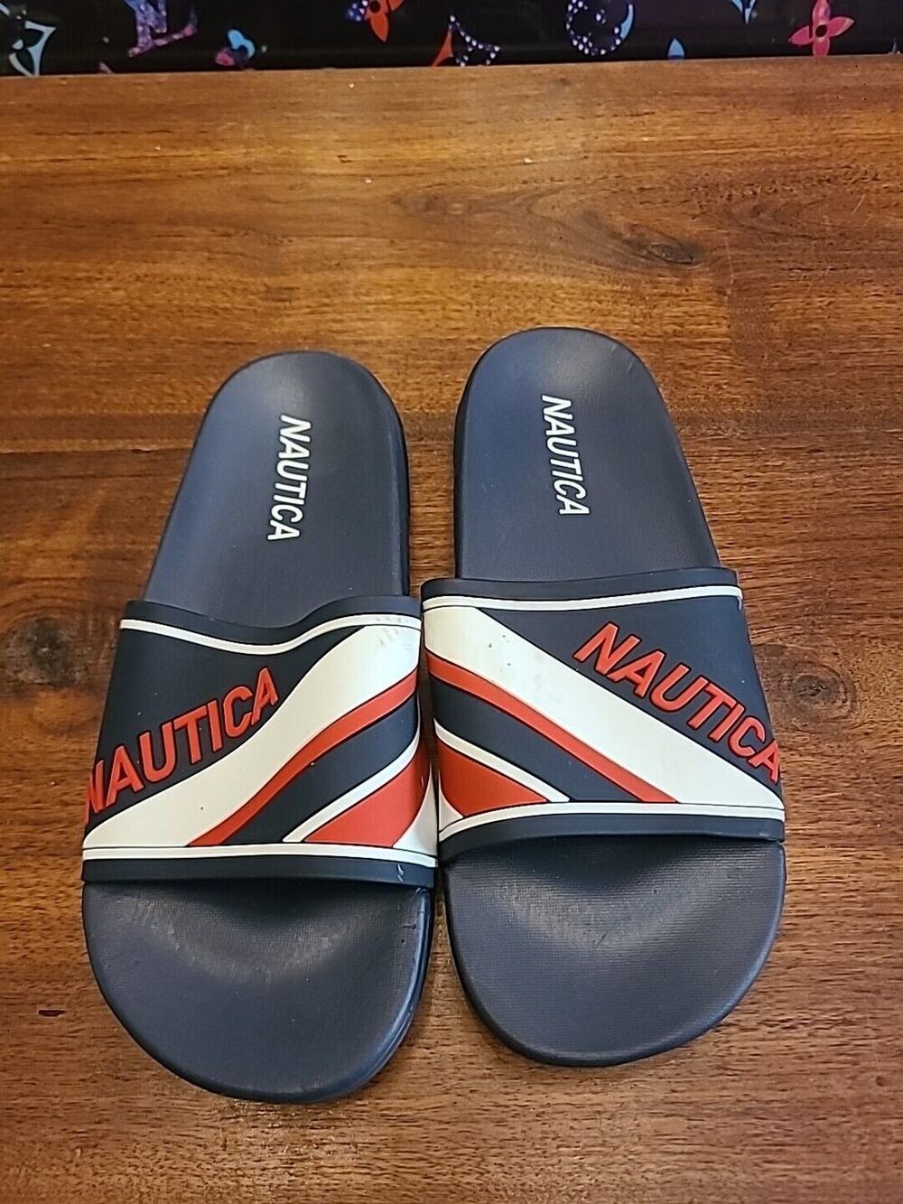 Nautica Sandals Women’s 9 Athletic Slides Red White Blue